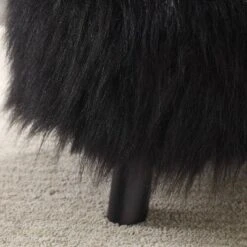 Faux Fur Foot Stool - Linon Black -Ottomans Official Shop unnamed file 109
