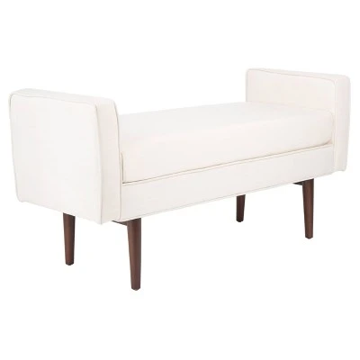 Henri Mid-Century Bench - Safavieh Cream/walnut 4 Henri Mid-Century Bench - Safavieh Cream/walnut - Image 2