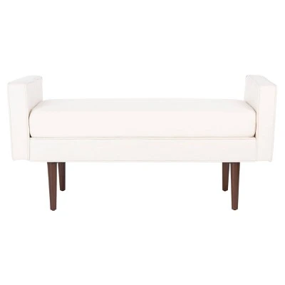 Henri Mid-Century Bench - Safavieh Cream/walnut 9 Henri Mid-Century Bench - Safavieh Cream/walnut - Image 7