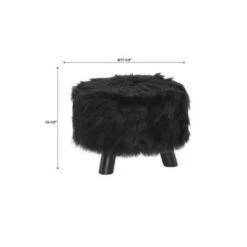 Faux Fur Foot Stool - Linon Black -Ottomans Official Shop unnamed file 111