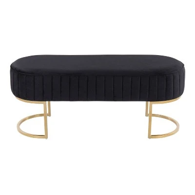 41" Demi Glam Pleated Bench - LumiSource Gold/black 6 41" Demi Glam Pleated Bench - LumiSource Gold/black - Image 4