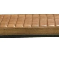 Bench with Tufted Leatherette Seat and Metal Legs Brown - Benzara -Ottomans Official Shop unnamed file 1150