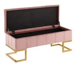 41" Midas Glam Storage Bench - LumiSource Steel/velvet Gold/white