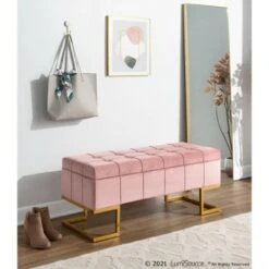 41" Midas Glam Storage Bench - LumiSource Steel/velvet Gold/white 22 41" Midas Glam Storage Bench - LumiSource Steel/velvet Gold/white -Ottomans Official Shop unnamed file 1186