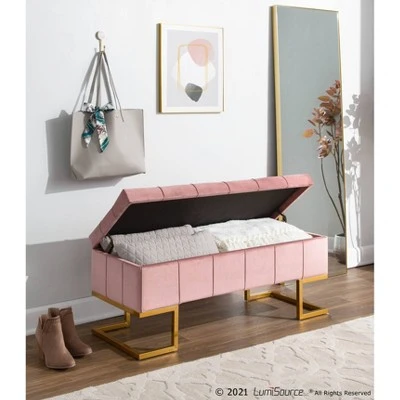 41" Midas Glam Storage Bench - LumiSource Steel/velvet Gold/white 12 41" Midas Glam Storage Bench - LumiSource Steel/velvet Gold/white - Image 10