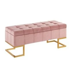 41" Midas Glam Storage Bench - LumiSource Steel/velvet Gold/white 24 41" Midas Glam Storage Bench - LumiSource Steel/velvet Gold/white -Ottomans Official Shop unnamed file 1188