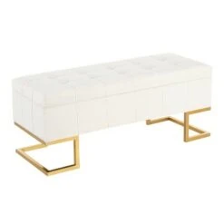 41" Midas Glam Storage Bench - LumiSource Steel/velvet Gold/white 25 41" Midas Glam Storage Bench - LumiSource Steel/velvet Gold/white -Ottomans Official Shop unnamed file 1189