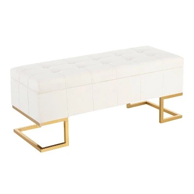 41" Midas Glam Storage Bench - LumiSource Steel/velvet Gold/white 14 41" Midas Glam Storage Bench - LumiSource Steel/velvet Gold/white - Image 12