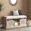 Niemi Rustic Storage Bench with Cushion Beige/ Natural/Black - Christopher Knight Home