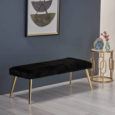 Capernaum Faux Fur Bench - Christopher Knight Home White 4 Capernaum Faux Fur Bench - Christopher Knight Home White - Image 2