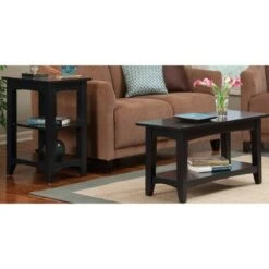 Alaterre Furniture Cottage Bench with Shelf - Alaterre Black -Ottomans Official Shop unnamed file 1281