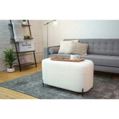 32" Modern Decorative Bench with Metal Base - WOVENBYRD Gray -Ottomans Official Shop unnamed file 1306