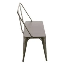 Oregon Industrial Metal Dining Entryway Bench- LumiSource Silver
