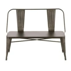 Oregon Industrial Metal Dining Entryway Bench- LumiSource Silver -Ottomans Official Shop unnamed file 1372