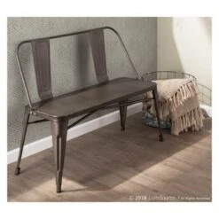 Oregon Industrial Metal Dining Entryway Bench- LumiSource Silver -Ottomans Official Shop unnamed file 1375