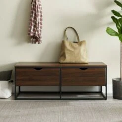 Modern 47.75" 2 Drawer Entry Storage Bench - Saracina Home Dark Walnut 12 Modern 47.75" 2 Drawer Entry Storage Bench - Saracina Home Dark Walnut -Ottomans Official Shop unnamed file 1404