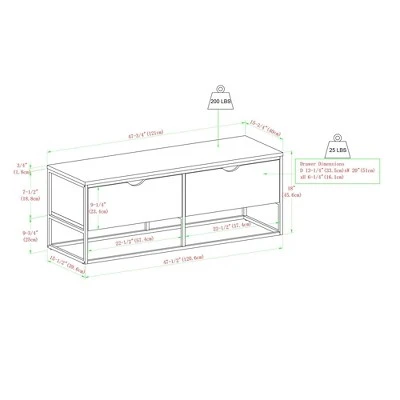 Modern 47.75" 2 Drawer Entry Storage Bench - Saracina Home Dark Walnut 8 Modern 47.75" 2 Drawer Entry Storage Bench - Saracina Home Dark Walnut - Image 6