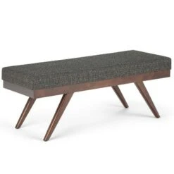 48" Nadine Mid Century Ottoman Bench Faux Air Leather - Wyndenhall Dark Gray Tweed Fabric -Ottomans Official Shop unnamed file 1459
