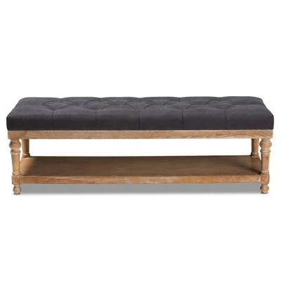 Linda Linen Fabric Upholstered Washed Wood Storage Bench - Baxton Studio Gray 3 Linda Linen Fabric Upholstered Washed Wood Storage Bench - Baxton Studio Gray