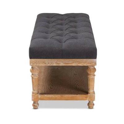 Linda Linen Fabric Upholstered Washed Wood Storage Bench - Baxton Studio Gray 4 Linda Linen Fabric Upholstered Washed Wood Storage Bench - Baxton Studio Gray - Image 2