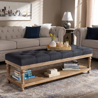 Linda Linen Fabric Upholstered Washed Wood Storage Bench - Baxton Studio Gray 7 Linda Linen Fabric Upholstered Washed Wood Storage Bench - Baxton Studio Gray - Image 5