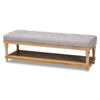 Linda Linen Fabric Upholstered Washed Wood Storage Bench - Baxton Studio Gray 10 Linda Linen Fabric Upholstered Washed Wood Storage Bench - Baxton Studio Gray - Image 8