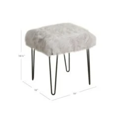 Faux Fur Gray Stool - HomePop -Ottomans Official Shop unnamed file 148