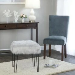 Faux Fur Gray Stool - HomePop -Ottomans Official Shop unnamed file 149