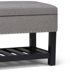 43" Riley Storage Ottoman Bench Dove Gray Linen Look Fabric - WyndenHall -Ottomans Official Shop unnamed file 1509