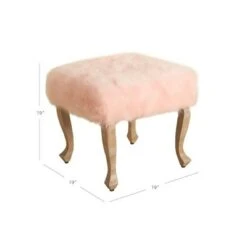 Faux Fur Ottoman with Wood Legs - HomePop White