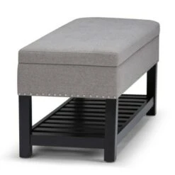 43" Riley Storage Ottoman Bench Dove Gray Linen Look Fabric - WyndenHall -Ottomans Official Shop unnamed file 1510