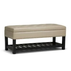 Riley Storage Ottoman Bench Faux Leather - WyndenHall Cream -Ottomans Official Shop unnamed file 1522