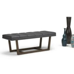 53" Harley Ottoman Bench Stone Gray Faux Leather - WyndenHall