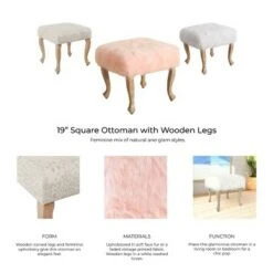 Faux Fur Ottoman with Wood Legs - HomePop White -Ottomans Official Shop unnamed file 156