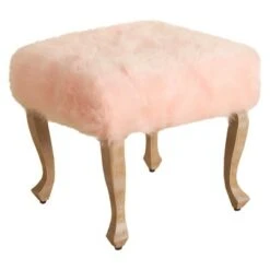 Faux Fur Ottoman with Wood Legs - HomePop White -Ottomans Official Shop unnamed file 157