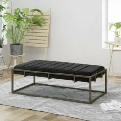 Magdalene Modern Velvet Ottoman Bench - Christopher Knight Home Black