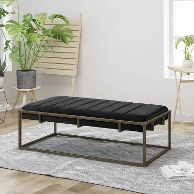 Magdalene Modern Velvet Ottoman Bench - Christopher Knight Home Black 3 Magdalene Modern Velvet Ottoman Bench - Christopher Knight Home Black