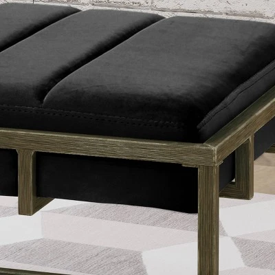 Magdalene Modern Velvet Ottoman Bench - Christopher Knight Home Black 4 Magdalene Modern Velvet Ottoman Bench - Christopher Knight Home Black - Image 2