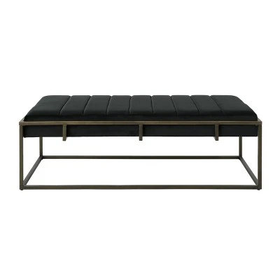 Magdalene Modern Velvet Ottoman Bench - Christopher Knight Home Black 7 Magdalene Modern Velvet Ottoman Bench - Christopher Knight Home Black - Image 5