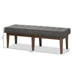 Lucca Mid Century Modern Walnut Wood Fabric Upholstered Button Tufted Bench Dark Gray - Baxton Studio 15 Lucca Mid Century Modern Walnut Wood Fabric Upholstered Button Tufted Bench Dark Gray - Baxton Studio -Ottomans Official Shop unnamed file 1625