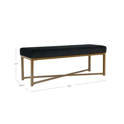 Velvet Rectangle Bench - Black - HomePop 3 Velvet Rectangle Bench - Black - HomePop