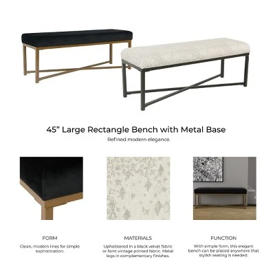 Velvet Rectangle Bench - Black - HomePop 9 Velvet Rectangle Bench - Black - HomePop - Image 7
