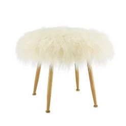 Arlo Faux Fur Stool - Linon Pink -Ottomans Official Shop unnamed file 166