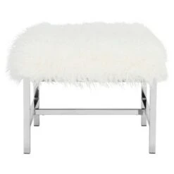 Horace Faux Lamb Square Bench - Safavieh Gray/chrome -Ottomans Official Shop unnamed file 1664