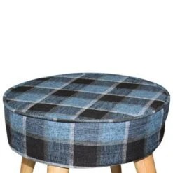 Ottomans Official Shop 15 13.5" Mid-Century Foot Stool - Ore International Blue Tartan