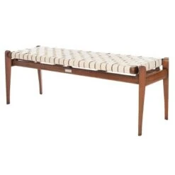 Dilan Leather Bench - Safavieh White/light Brown -Ottomans Official Shop unnamed file 1718