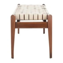 Dilan Leather Bench - Safavieh White/light Brown -Ottomans Official Shop unnamed file 1719