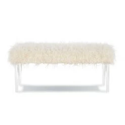 Faux Flokati Acrylic Leg Bench White - Linon