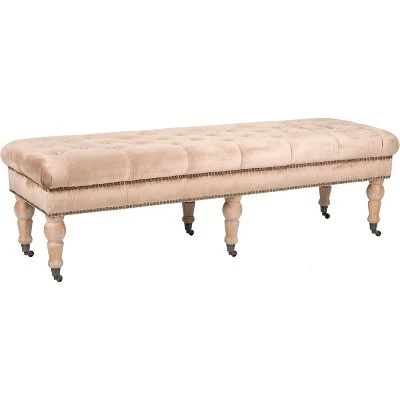 Barney Tufted Bench w/ Brass Nail Heads - Safavieh 4 Barney Tufted Bench w/ Brass Nail Heads - Safavieh - Image 2