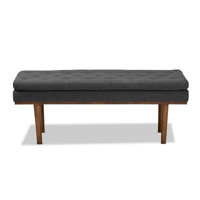 Arne Walnut Finished Bench - Baxton Studio Dark Gray 3 Arne Walnut Finished Bench - Baxton Studio Dark Gray